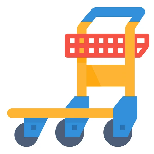 Airport Luggage Trolley Icon Flat Style — Image vectorielle