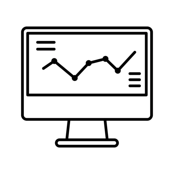 商务计算机财务图标的轮廓风格 — 图库矢量图片
