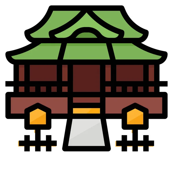 Architectuur Culturen Japan Icoon Gevulde Omtrek Stijl — Stockvector