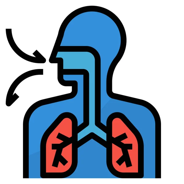 Anatomía Icono Respiratorio Biológico Estilo Contorno Lleno — Archivo Imágenes Vectoriales