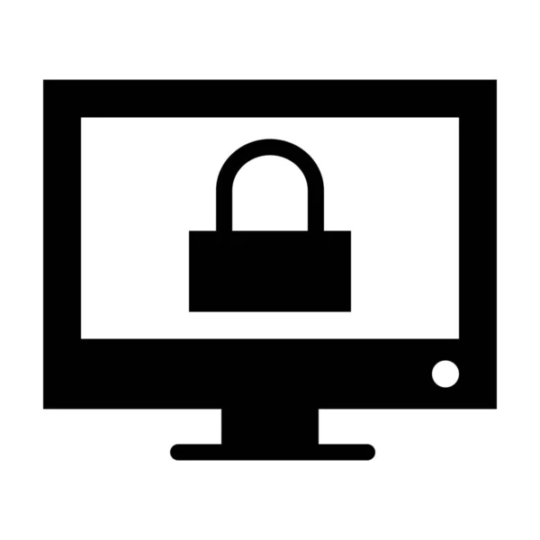 Computer Lock Padlock Icon Solid Style — Stock Vector