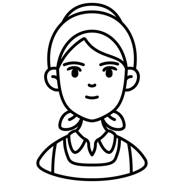 Avatar Farm Girl Farmer Icon Outline Style — Stock Vector