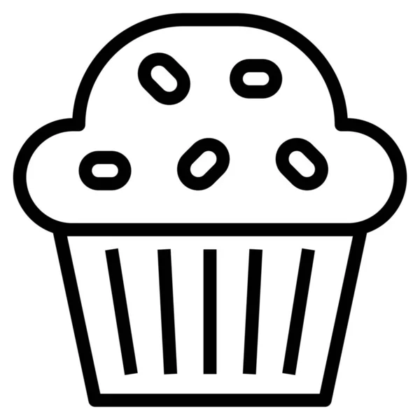 Icône Dessert Cupcake Boulangerie Dans Style Contour — Image vectorielle