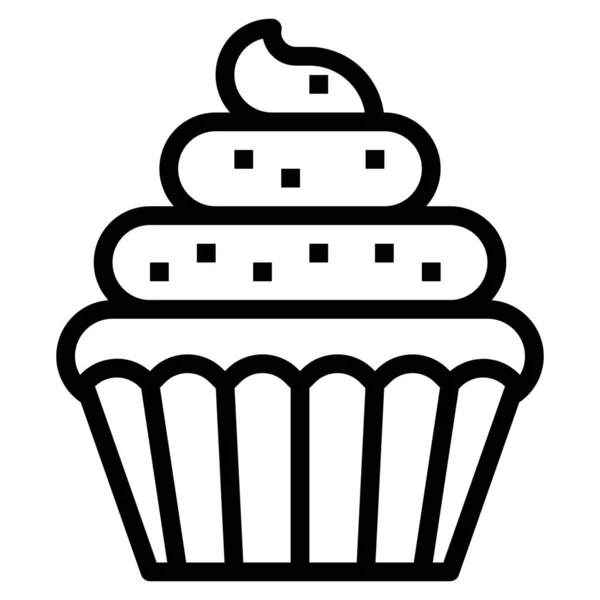 Icône Tasse Gâteau Boulangerie Dans Style Contour — Image vectorielle
