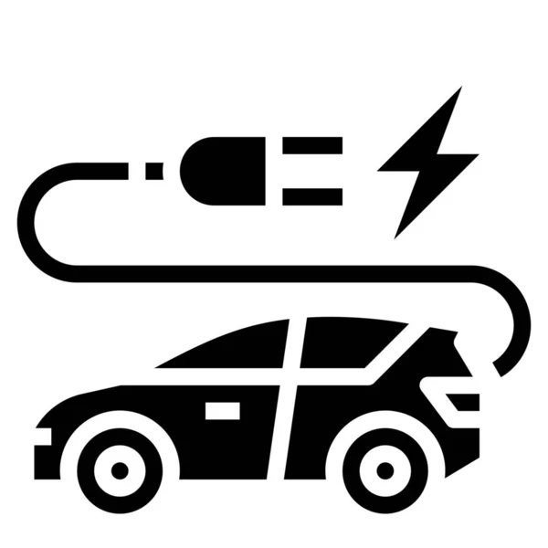 Car Electric Icon Solid Style — Vector de stock