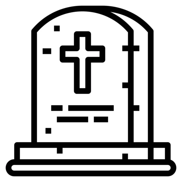 Cementerio Familia Tumbas Icono Estilo Esquema — Archivo Imágenes Vectoriales