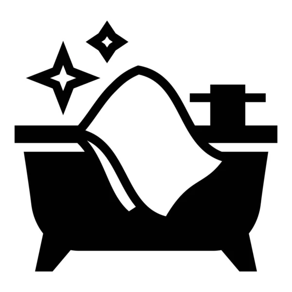 Bath Bathroom Bathtub Icon Solid Style — Stock Vector