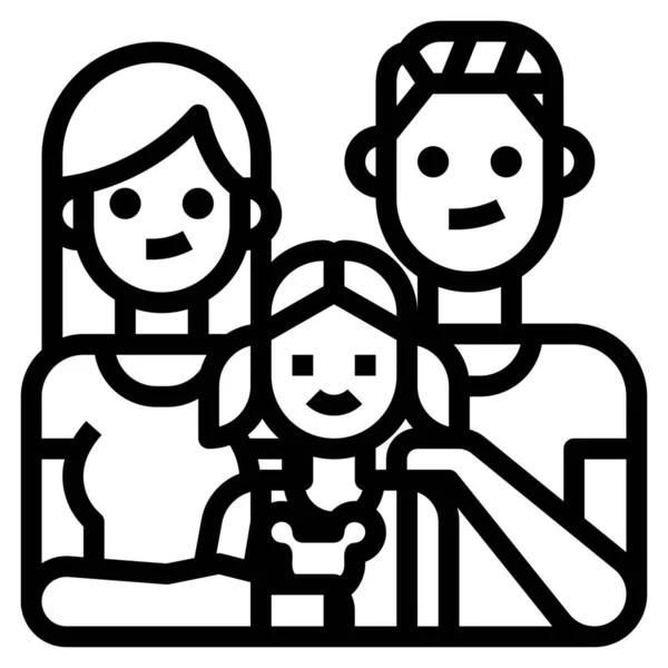 Ikon Ayah Keluarga Putri Dalam Gaya Outline - Stok Vektor