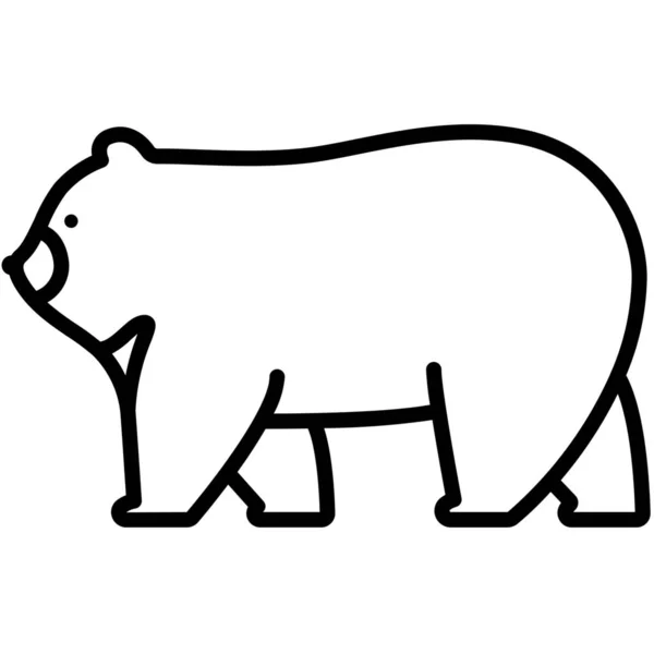 动物熊野营图标的轮廓风格 — 图库矢量图片