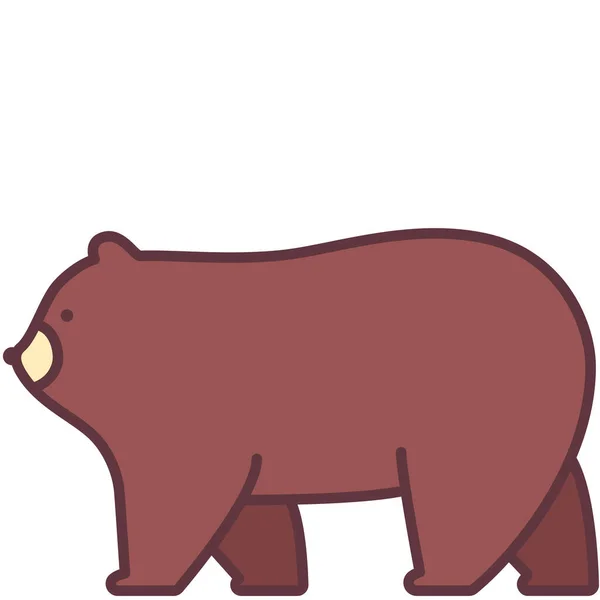 Ζωική Αρκούδα Χνουδωτή Εικόνα Γεμιστό Περίγραμμα Στυλ — Διανυσματικό Αρχείο