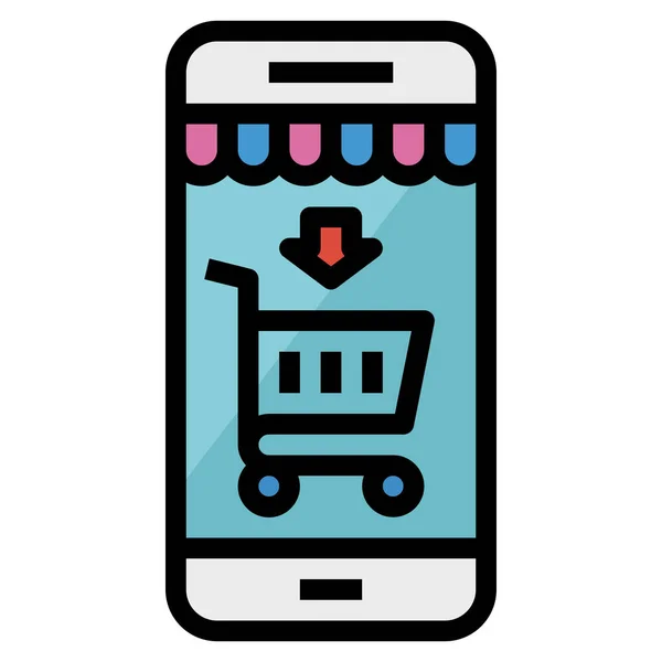 Mobile Shop Shopping Icon Filled Outline Style — Stock Vector