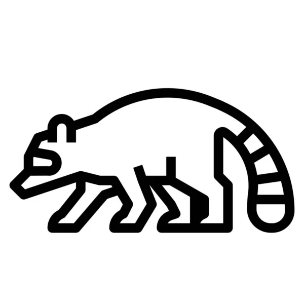 Animals Mammal Raccoon Icon Outline Style — Stock Vector