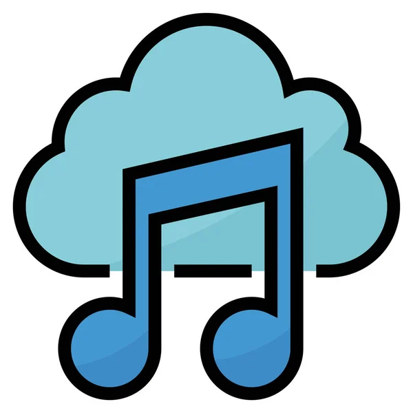 Icono Reproducción Música Nube Estilo Contorno Lleno — Vector de stock