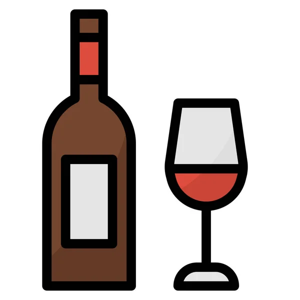 Icono Las Botellas Bebidas Alcohólicas Estilo Contorno Lleno — Vector de stock