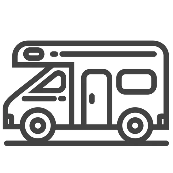 Camper Trailer Travel Icon Outline Style — 스톡 벡터