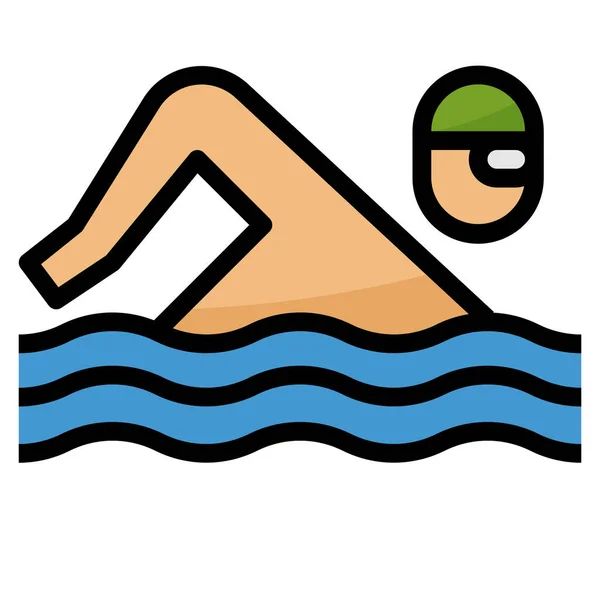 Pool Ports Swimmer Icon Filled Outline Style — Stock Vector