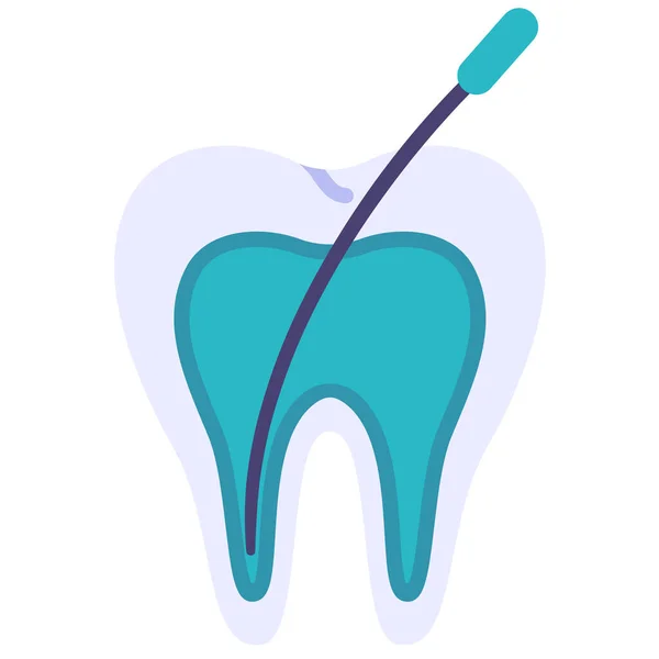 Icona Endodontica Dentale Canale Stile Piatto — Vettoriale Stock