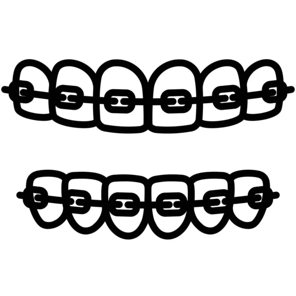 Beauty Braces Dental Icon Outline Style — Stock Vector