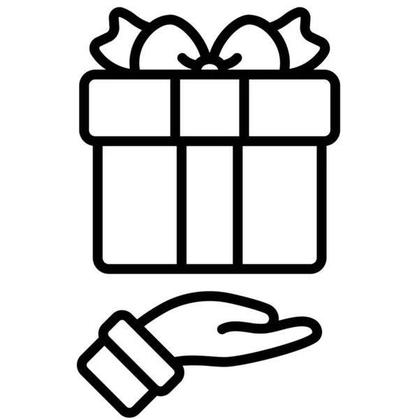 Regalo Navidad Dando Icono Estilo Esquema — Vector de stock