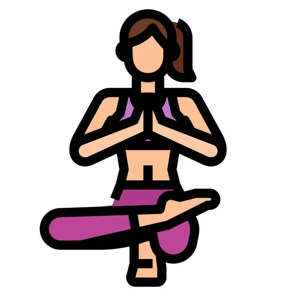 Palestra Posa Stand Icona Fitness Yoga Categoria Dieta — Vettoriale Stock