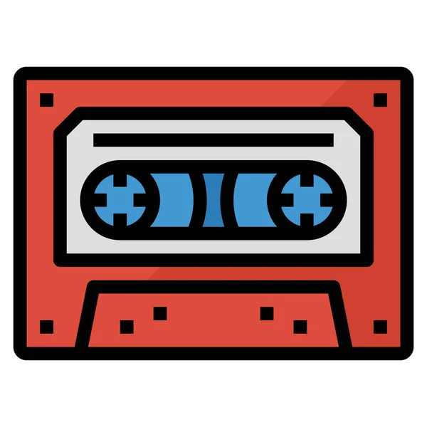 Ícone Música Cassete Retro Estilo Esboço Preenchido — Vetor de Stock