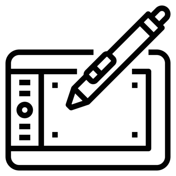 Drawing Pen Tablet Icon Outline Style — Stock Vector