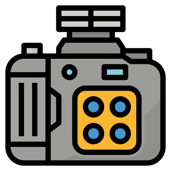 Иконка Объектива Камеры Стиле Залитого Контура — стоковый вектор