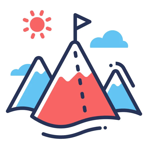 Business Βουνά Σημαία Εικονίδιο Γεμισμένο Περίγραμμα Στυλ — Διανυσματικό Αρχείο