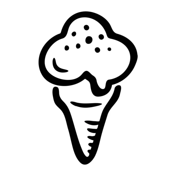 Icône Crème Glacée Dessert Plage Dans Style Outline — Image vectorielle