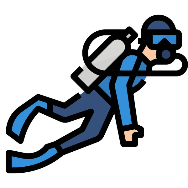 Buceo Extremo Icono Buceo Estilo Contorno Lleno — Vector de stock