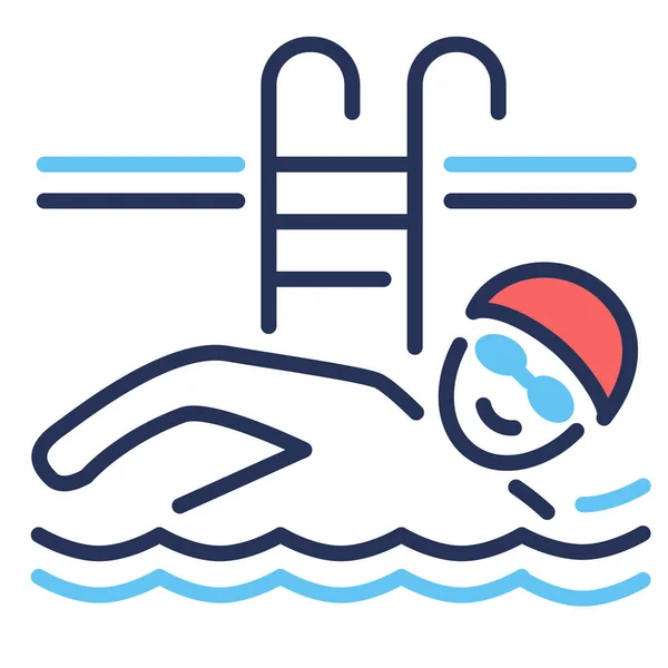 Bazén Sportovní Plavání Ikona Vyplněném Obrysu Stylu — Stockový vektor