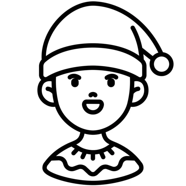 Icona Natale Avatar Bambino Stile Outline — Vettoriale Stock