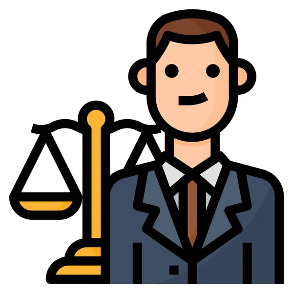 Attorney Avatar Lawyer Icon Filled Outline Style — Stock Vector