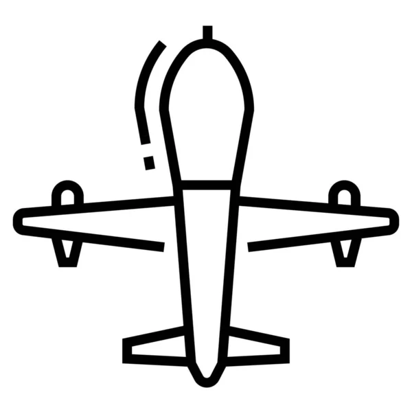 Icône Vol Drone Avion Dans Style Contour — Image vectorielle