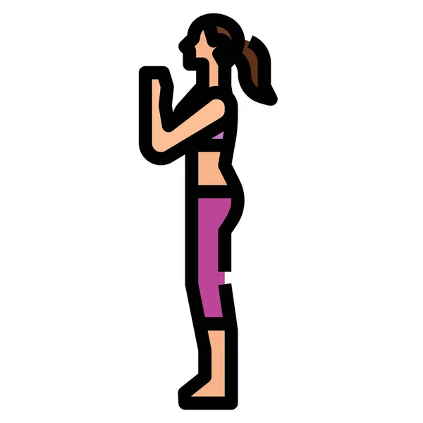 Pose Exercice Icône Pranamasana Dans Catégorie Fitness Yoga Alimentation — Image vectorielle