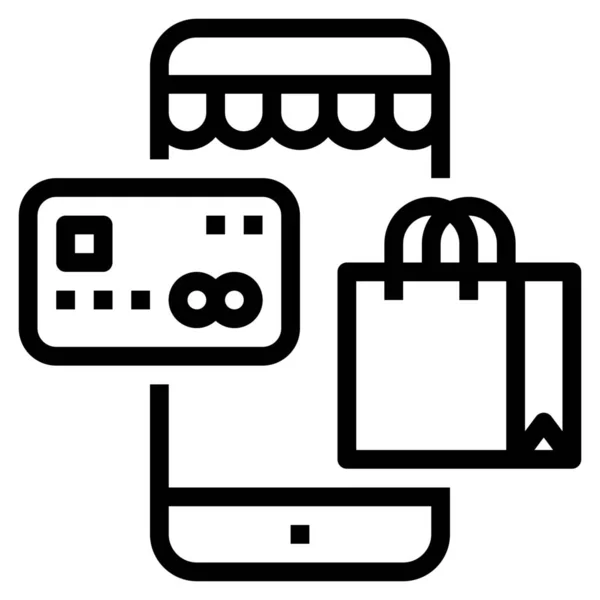 Ícone Loja Line Comércio Eletrônico Estilo Esboço —  Vetores de Stock