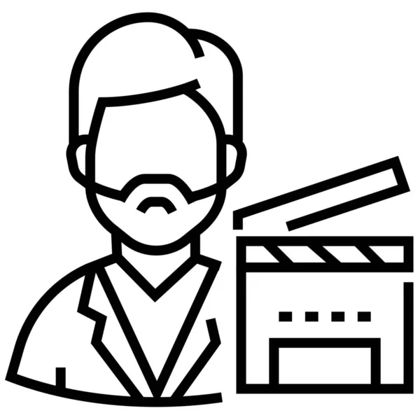 Ταινία Σκηνοθέτης Εικονίδιο Στυλ Περίγραμμα — Διανυσματικό Αρχείο