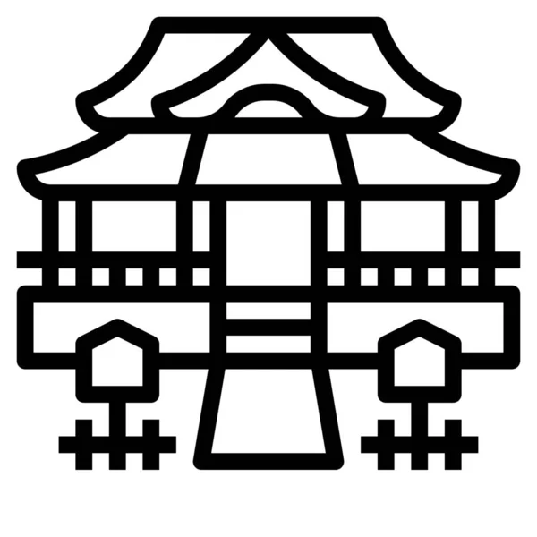 Architectuur Culturen Japan Icoon Contouren Stijl — Stockvector