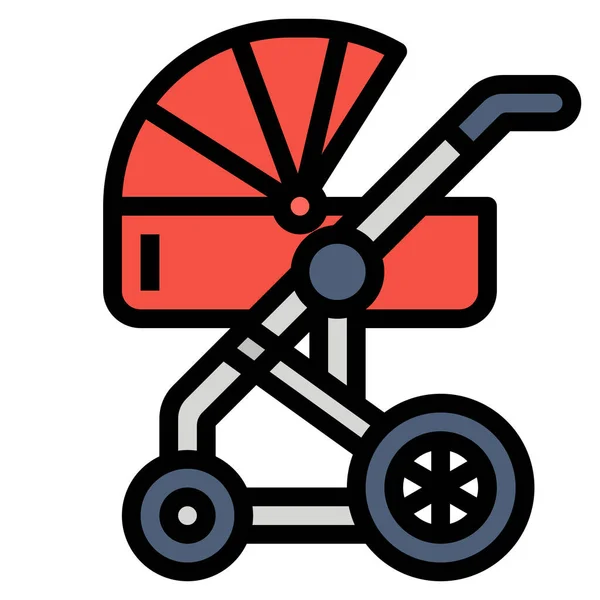 Dziecięca Ikona Wózka Dziecięcego Stylu Wypełnionego Konturu — Wektor stockowy