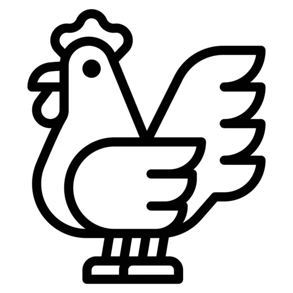 动物鸡肉食品图标的轮廓风格 — 图库矢量图片