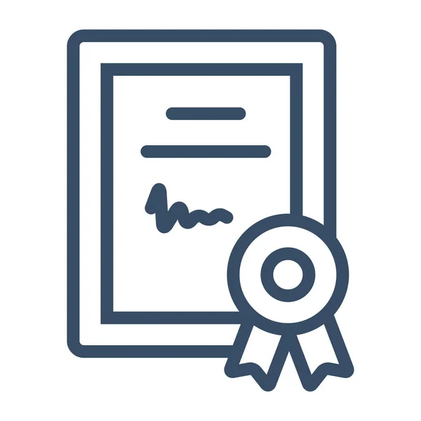Prestatie Certificaat Diploma Icoon Grote Lijnen — Stockvector