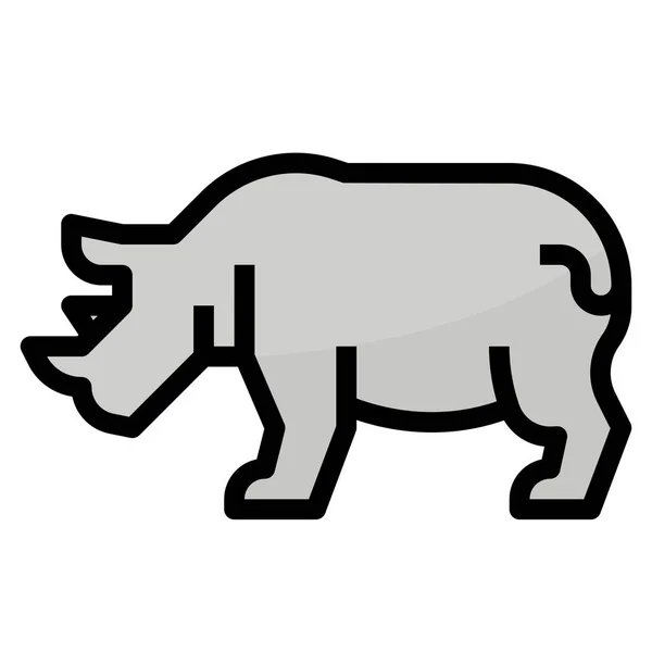 Africa Animals Rhino Icon Filled Outline Style — Stock Vector