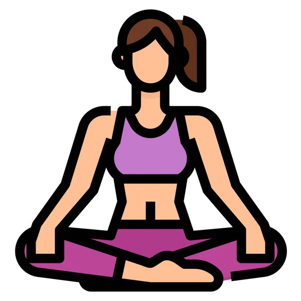 Facile Esercizio Posa Icona Fitness Yoga Dieta Categoria — Vettoriale Stock