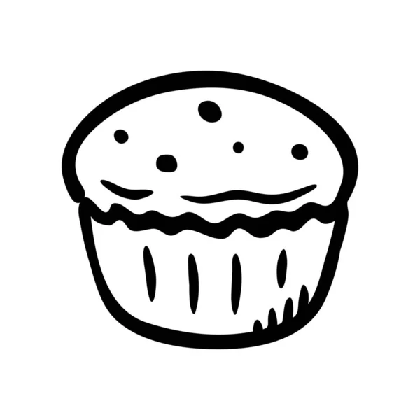 Padaria Pequeno Almoço Cupcake Ícone Estilo Esboço — Vetor de Stock