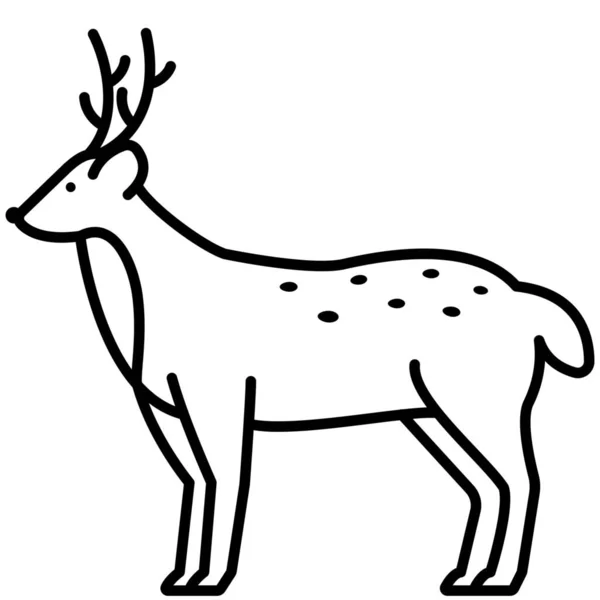 Animal Créature Cerf Icône Dans Style Contour — Image vectorielle