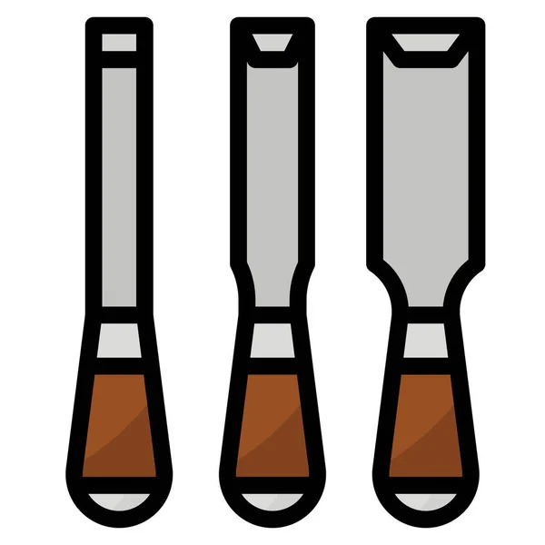 Carving Chisel Gouges Icon Filled Outline Style — Stock Vector