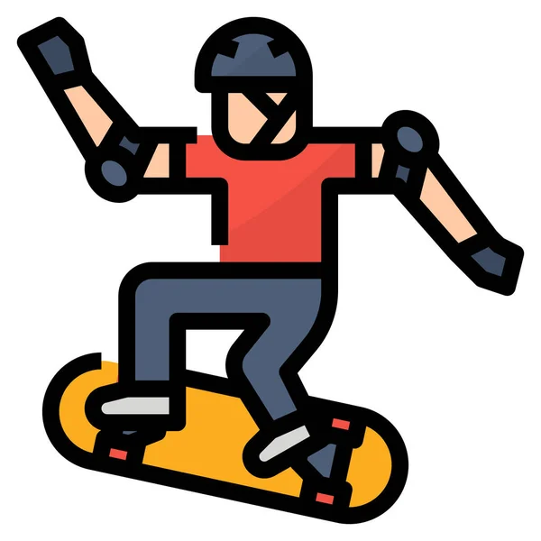 Vybavení Extrémní Skateboard Ikona Vyplněném Stylu Osnovy — Stockový vektor