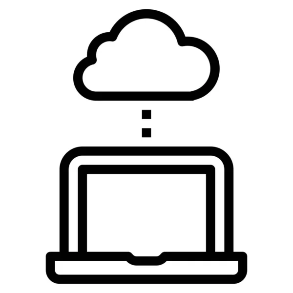 Icône Ordinateur Portable Connexion Cloud Dans Style Outline — Image vectorielle