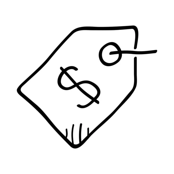 Business Dollar Etikett Ikone Handgezeichneten Stil — Stockvektor