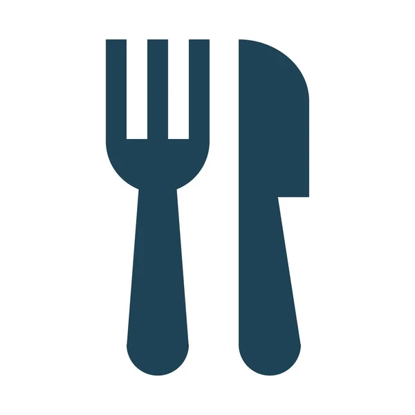 餐具吃叉子图标在坚实的风格 — 图库矢量图片